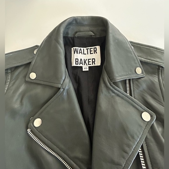 NWOT Walter Baker Allison Leather Moto Jacket |olive color - Picture 5 of 7